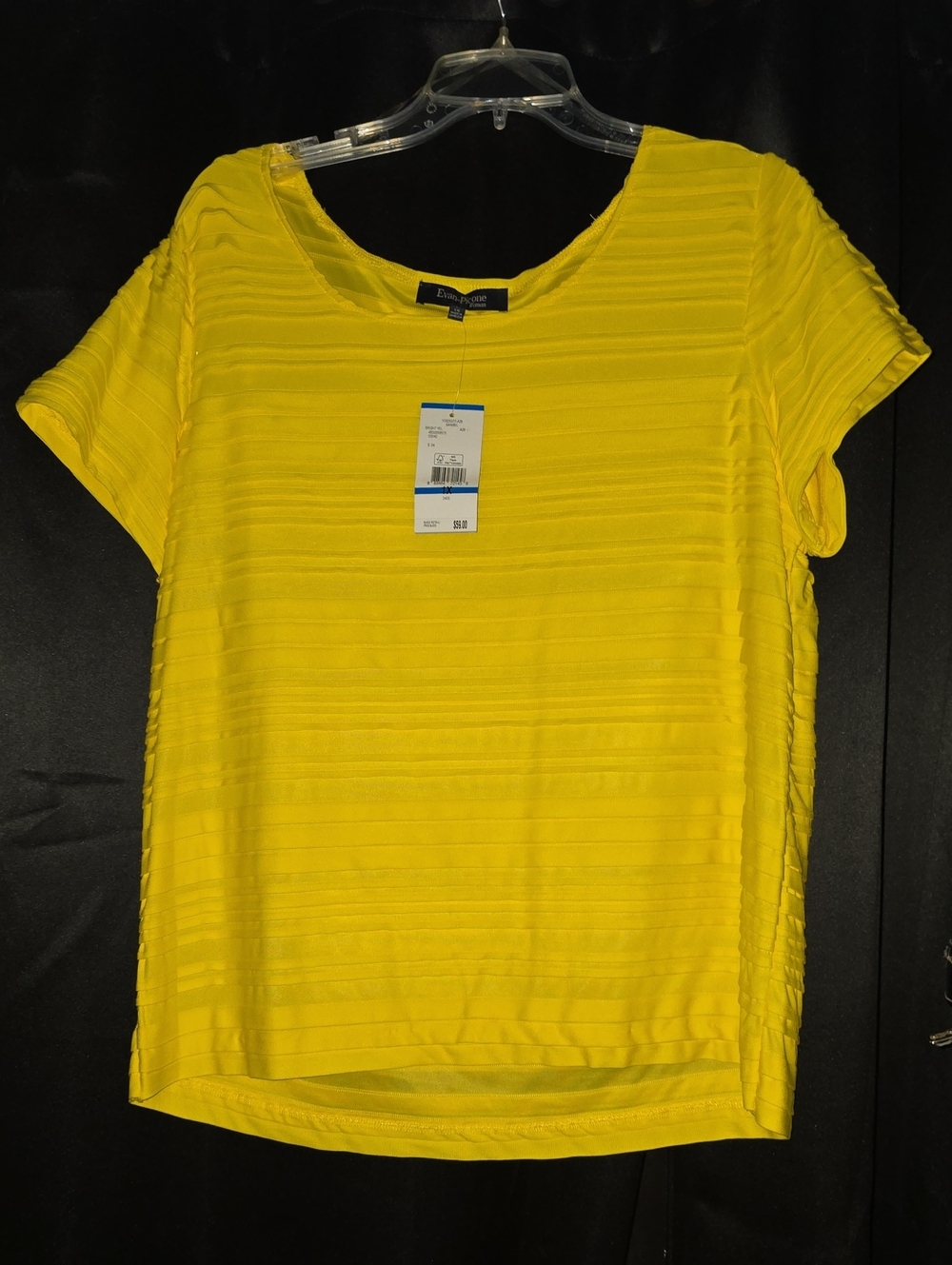 Womens  1X Evan Picone Yellow Short-Sleeve Textured Tee